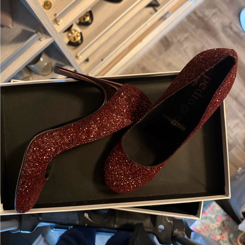 Pedro Garcia Glitter Dark Red Women's Heels